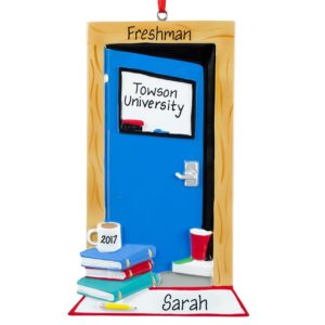 Image of Personalized Dorm Door BLUE Stacked Books & Mug Ornament