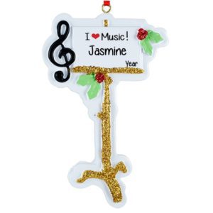 Image of Personalized Music Stand Treble Clef Christmas Ornament
