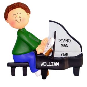 Image of Personalized Male Piano Player Personalized Ornament BROWN HAIR