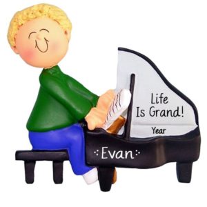 Image of Personalized Male Piano Player Personalized Ornament BLONDE