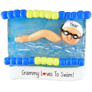 Image of Personalized Grandma Swimming In Pool Ornament