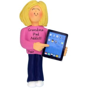 Image of Personalized Grandma And Her iPad Ornament BLONDE