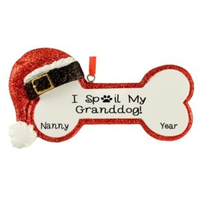 Image of I Spoil My Granddog Santa Bone Personalized Ornament