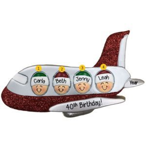 Image of Personalized 4 Friends Traveling On Airplane Together Ornament