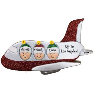 Image of Personalized 3 Friends Traveling On Airplane Together Ornament