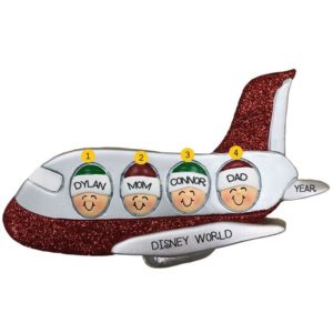 Image of Personalized Family Of 4 On Airplane Ornament