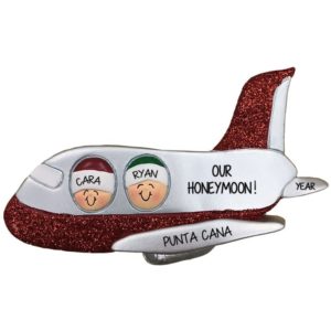 Image of Personalized Couple Going On Honeymoon Airplane Ornament