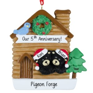 Image of Personalized Bear Couple Anniversary Trip To Cabin Ornament
