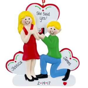 Image of Engaged Couple Female BLONDE And Male BLONDE Ornament