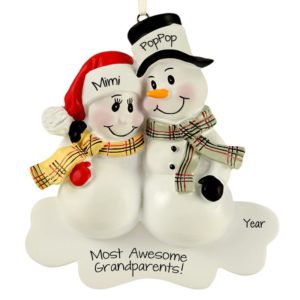 Image of Personalized Most Awesome Grandparent Couple Plaid Scarves Ornament