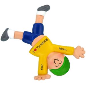 Image of Personalized Little Boy Performing Tumble Ornament