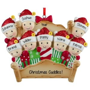 Image of Grandparents + 6 Grandkids Christmas Bed Ornament