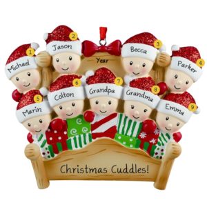 Image of Grandparents + 7 Grandkids Christmas Bed Ornament