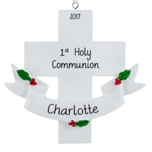 Personalized 1ST Holy Communion Cross Glittered Ornament