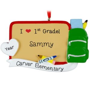 Image of I Love First Grade Chalkboard Backpack Ornament