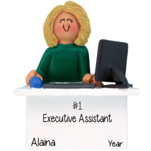Image of Female Executive Assistant / Secretary At Computer Ornament BLONDE