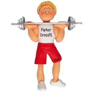 Image of Personalized CrossFit Male Working Out Ornament BLONDE