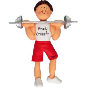 Image of Personalized CrossFit Male Working Out Ornament BROWN HAIR