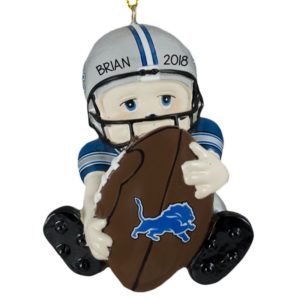Image of Personalized Detroit Lions Lil' Football Player Personalized Ornament
