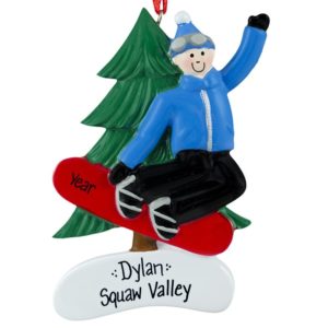 Image of Personalized Boy Snowboarder BLUE Jacket Ornament