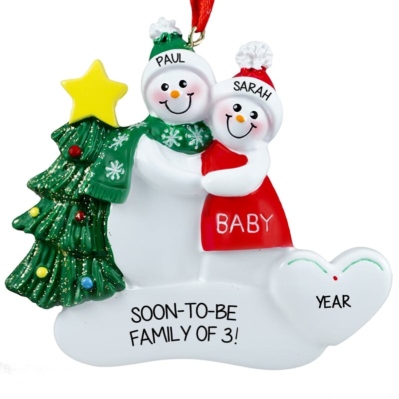 Expecting Couple Soon to Be Family of 3 Ornament RED/GREEN ...