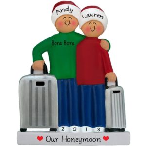 Image of Honeymoon Couple With Spinning Suitcases Ornament