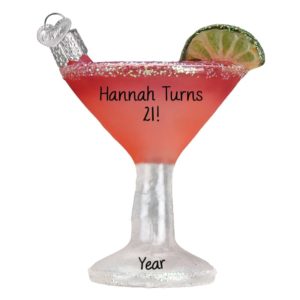 Image of Personalized 21st Birthday Cosmopolitan Cocktail Glass Ornament
