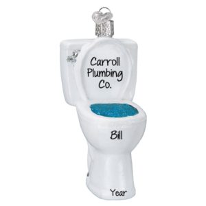 Image of Personalized Plumber Toilet Glass Glittered Ornament