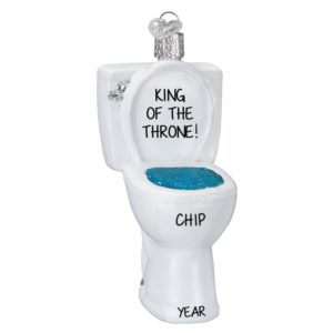 Image of King of the Throne Toilet Personalized Glass Ornament
