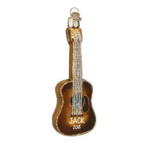 Image of Personalized Guitar Glittered Glass Ornament