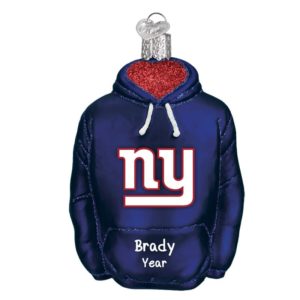 Image of New York Giants Hoodie Personalized Glass Ornament