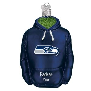 Image of Seattle Seahawks 3-D Hoodie Personalized Glass Ornament