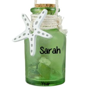 Image of GREEN Jar Filled With Sea Glass Personalized Ornament