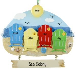 Image of Personalized Two Couples Beach Vacation Ornament