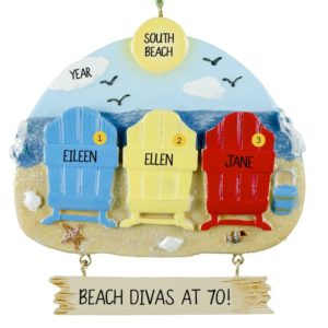 Image of Personalized Special Birthday Celebration 3 Beach Chairs Ornament
