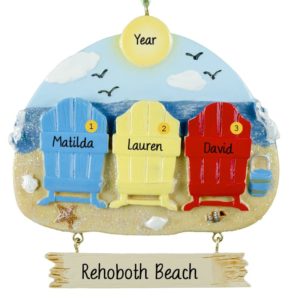 Image of Family of 3 Beach Vacation Adirondack Chairs Ornament