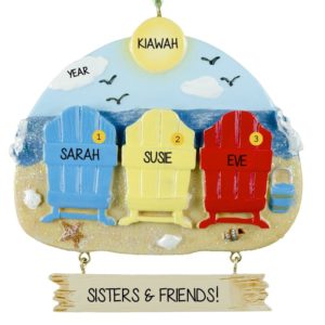 Image of Personalized 3 Sisters Beach Vacation Personalized Ornament