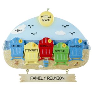 Image of Personalized Family Reunion 5 Colorful Beach Chairs Ornament