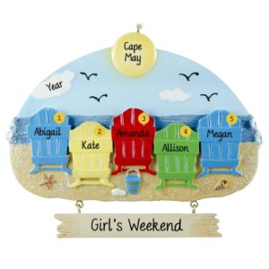 Image of Five Friends Beach Vacation Adirondack Chairs Ornament