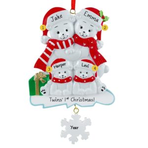 Image of Twins' 1st Christmas Polar Bear Family 4 Ornament