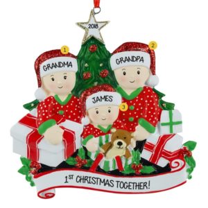 Personalized Snowman with Presents Christmas Tree Ornament 2021 Free Customization Fun Santa Grand-Son Grand-Daughter Love Kid Modern Designer Gift Child Tradition Winter-Wonderland Grandparent