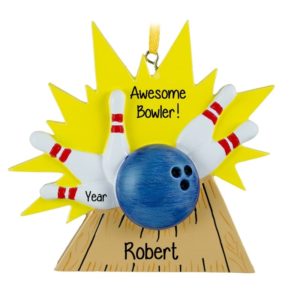 Image of Personalized Bowling Pins and Ball Ornament