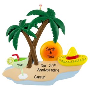 Image of Personalized Anniversary Celebration In Mexico Palm Trees Ornament