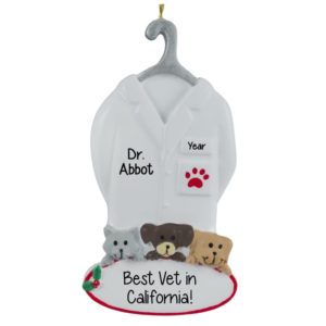 Image of Best Veterinarian White Coat Dogs + Cats Ornament