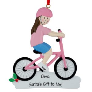 Image of Santa Brought A New Bike To GIRL Ornament BRUNETTE