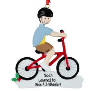 Image of Boy Learned To Ride A 2-Wheeler Ornament BROWN Hair