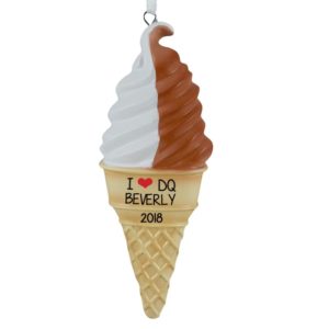 Image of Ice Cream Cone Vanilla Chocolate Swirl Ornament
