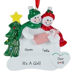 Image of Gender Reveal Couple Holding Baby GIRL Ornament