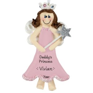 Image of Daddy's Princess Holding Glittered Wand Ornament BRUNETTE
