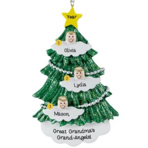 Image of Great Grandma's 3 Angels On Glittered Tree Ornament